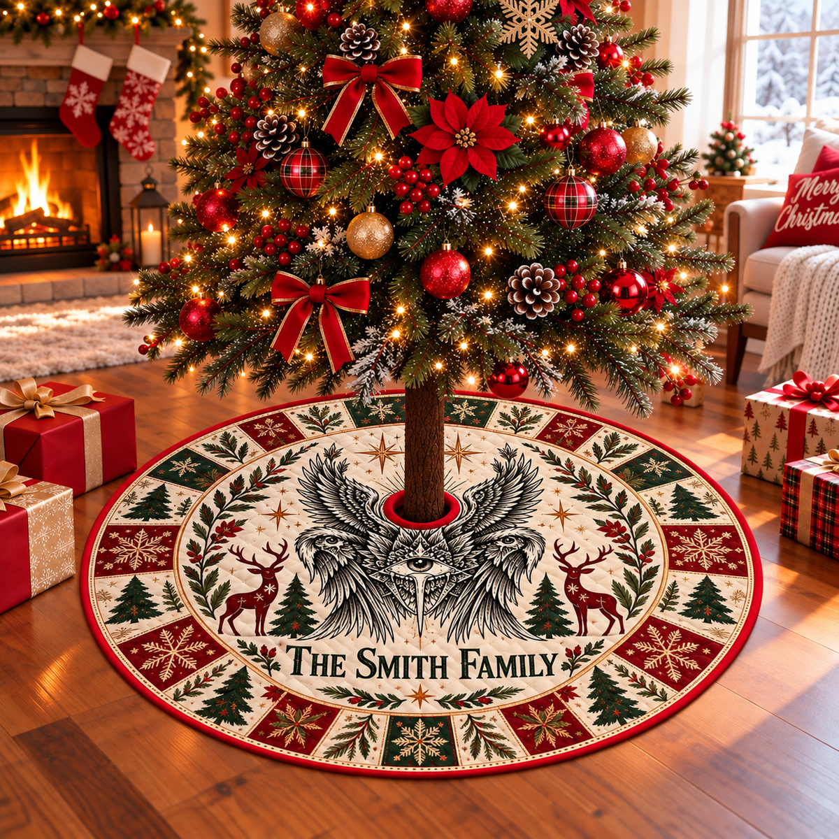 Eagle and Eye Personalized Christmas Tree Skirt