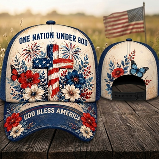 One Nation Under God Bless America Classic Cap