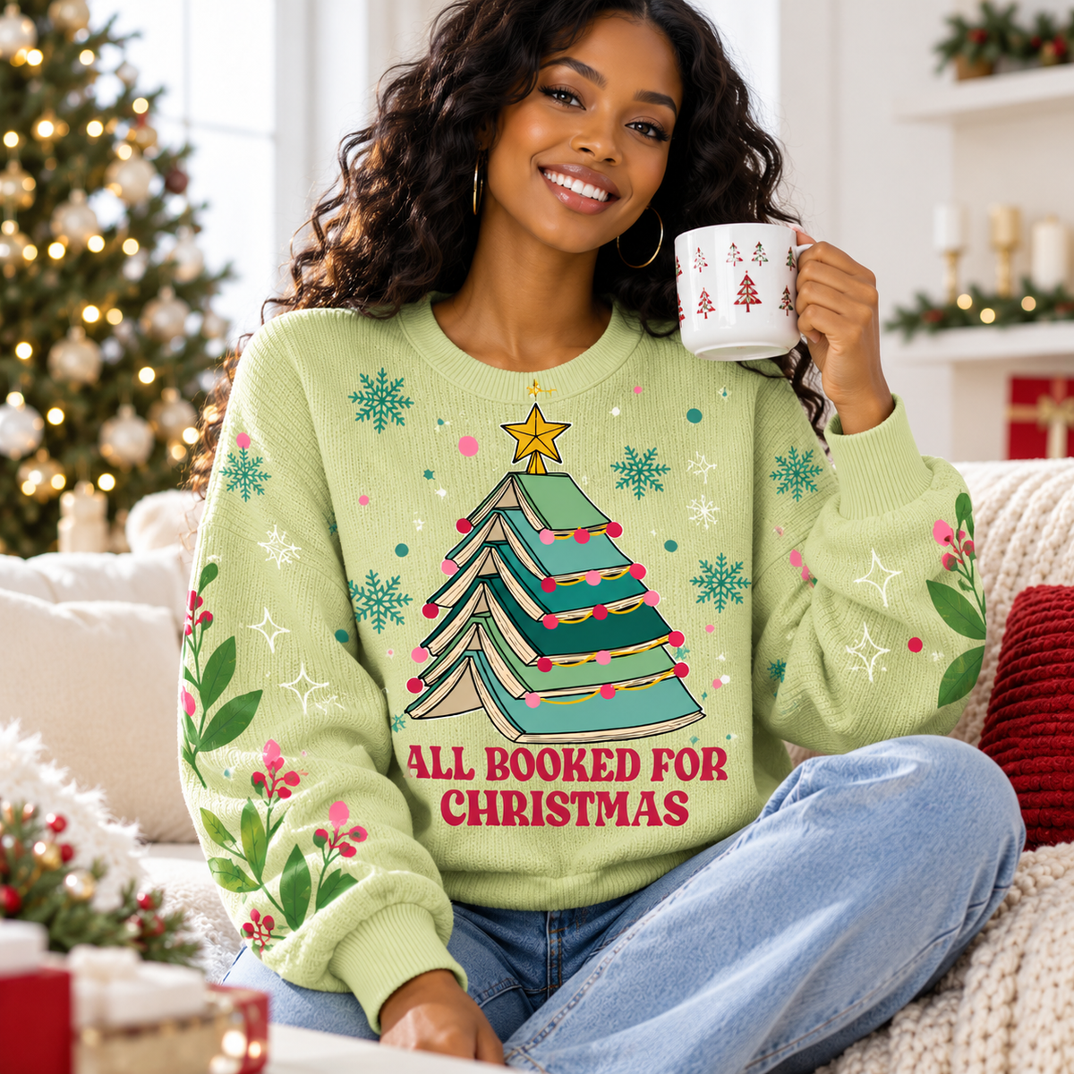 Green Book Tree Waffle Sweatshirt