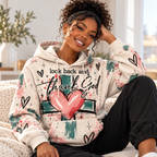 Pink Heart and Bow Brushstroke Waffle Hoodie
