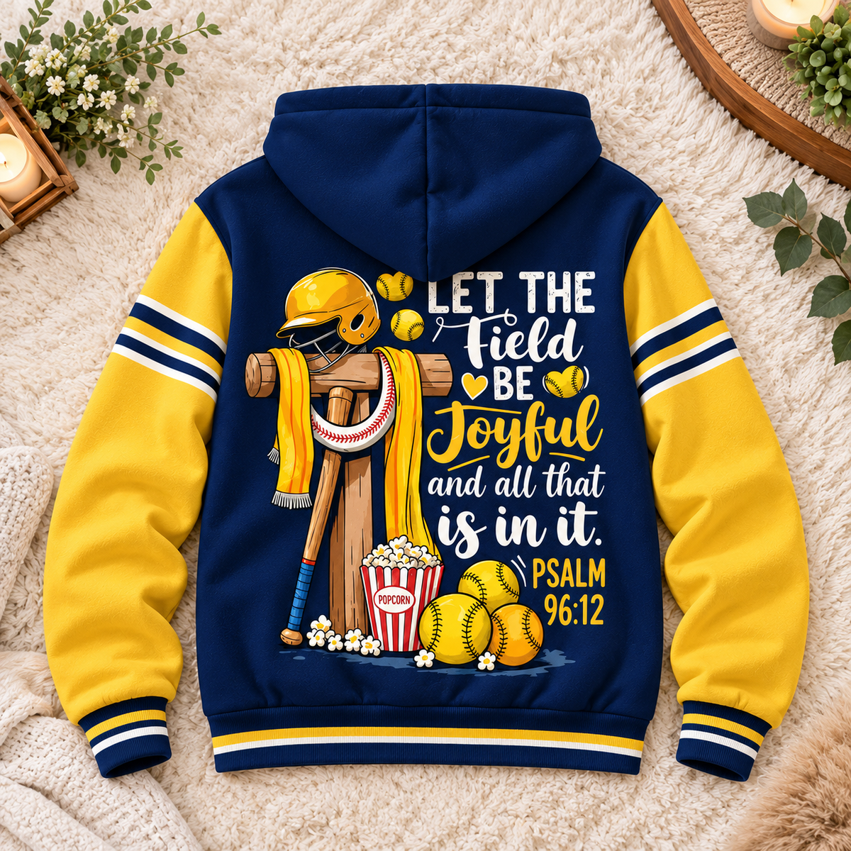 Softball Game Day Navy Gold Personalized Fleece Jacket