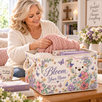 Bloom Floral Teddy Bear Personalized Storage Basket