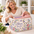 Bloom Floral Teddy Bear Personalized Storage Basket