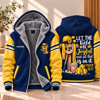 Softball Game Day Navy Gold Personalized Fleece Jacket
