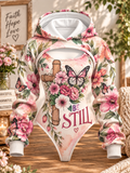 Be Still Pink Butterfly Floral Hooded Jumpsuit