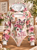 Be Still Pink Butterfly Floral Hooded Jumpsuit