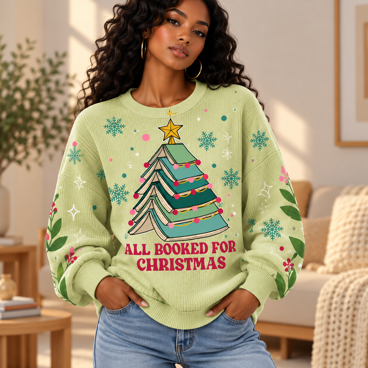 Green Book Tree Waffle Sweatshirt