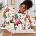 Pink Heart and Bow Brushstroke Waffle Hoodie