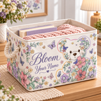 Bloom Floral Teddy Bear Personalized Storage Basket