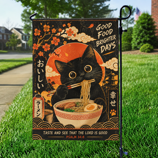 Black Cat Ramen Japanese Garden Flag
