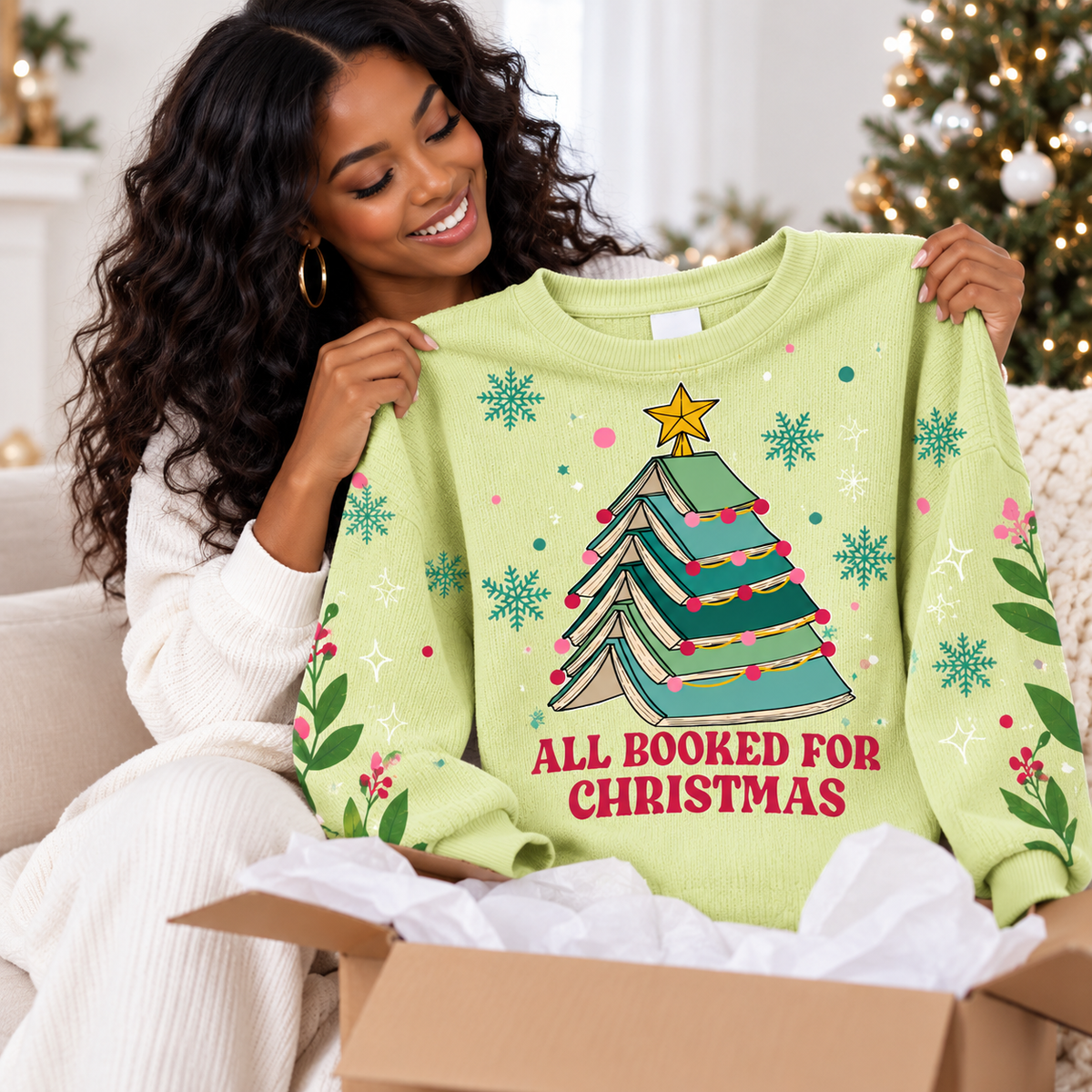 Green Book Tree Waffle Sweatshirt