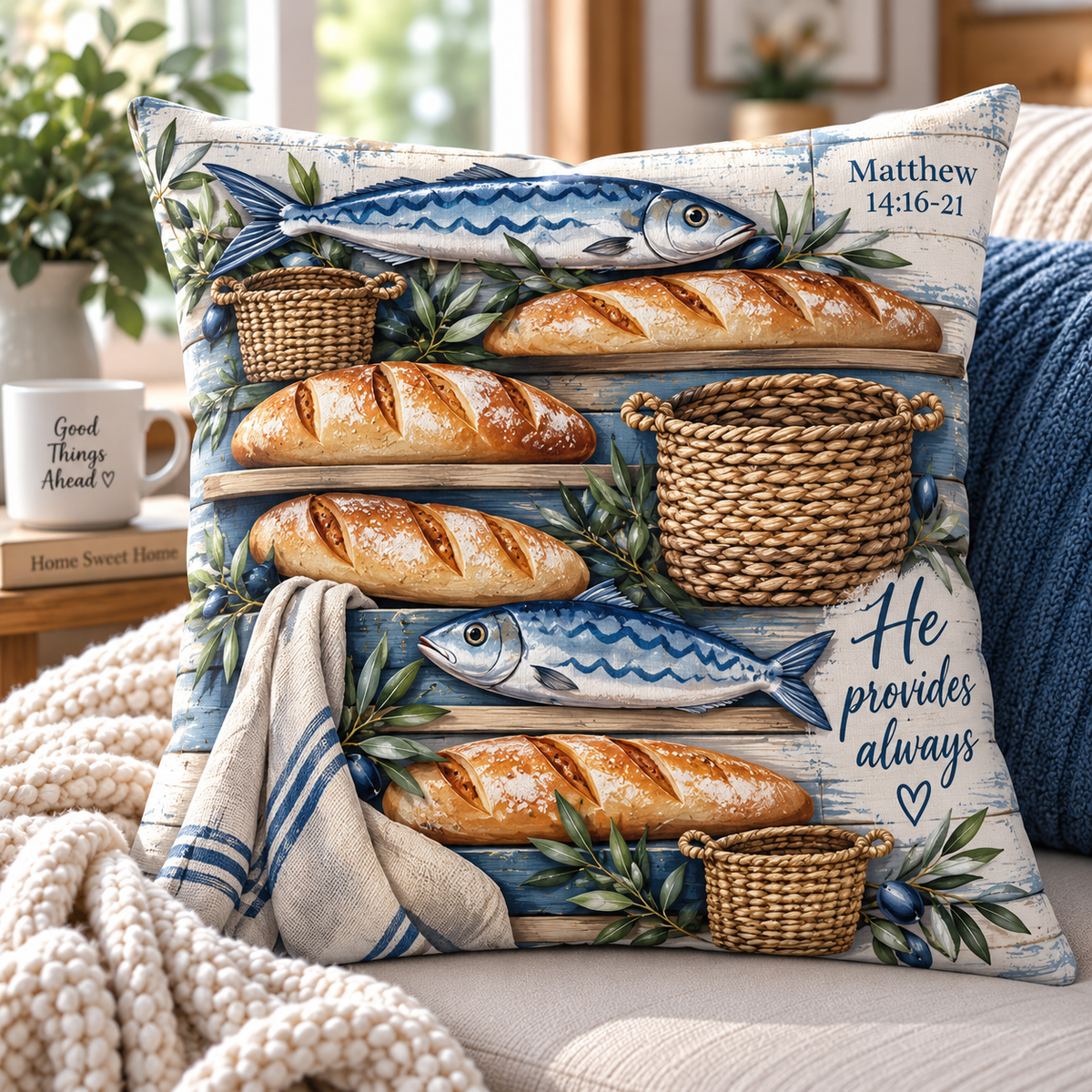 He Provides Always Matthew 14 Pillow