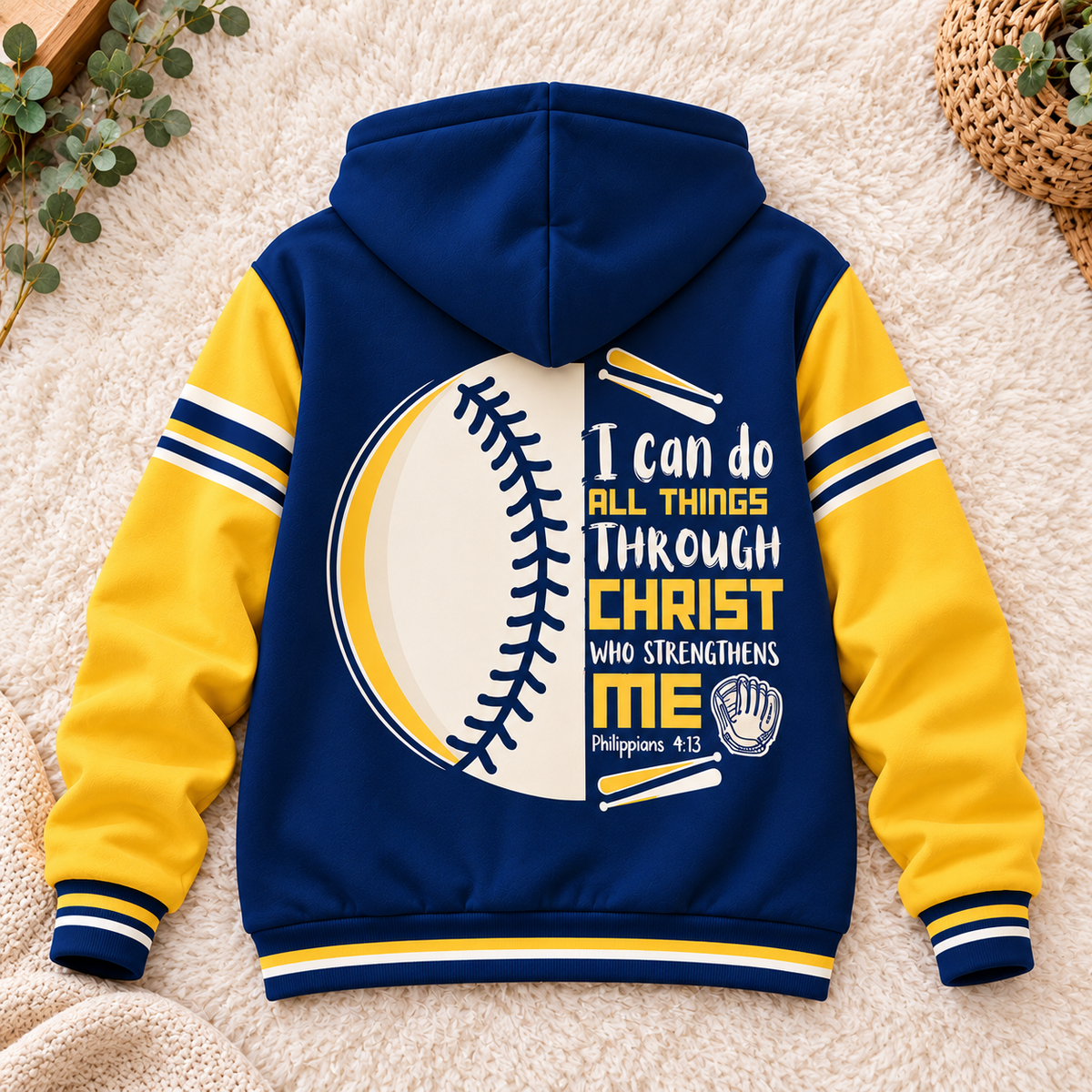 Baseball Graphic Navy Gold Personalized Fleece Jacket