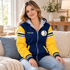 Baseball Graphic Navy Gold Personalized Fleece Jacket