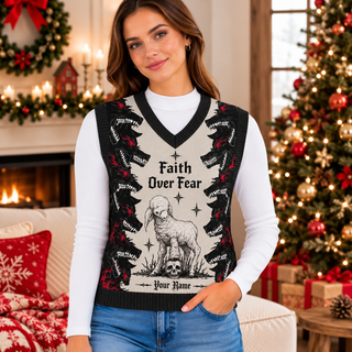 Gothic Lamb and Wolves Personalized Knitted V-Neck Vest