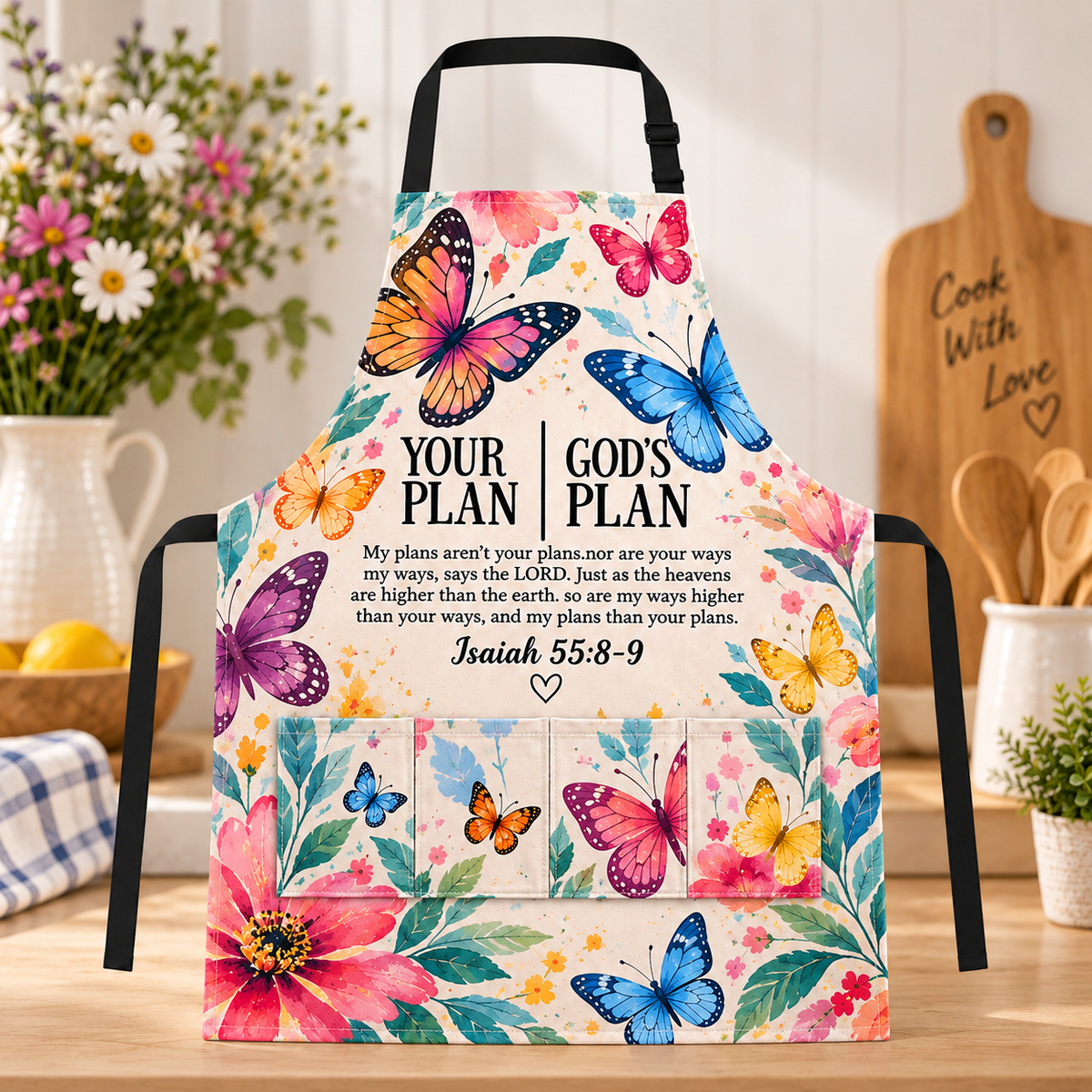 Your Plan God's Plan Rainbow Butterfly Apron