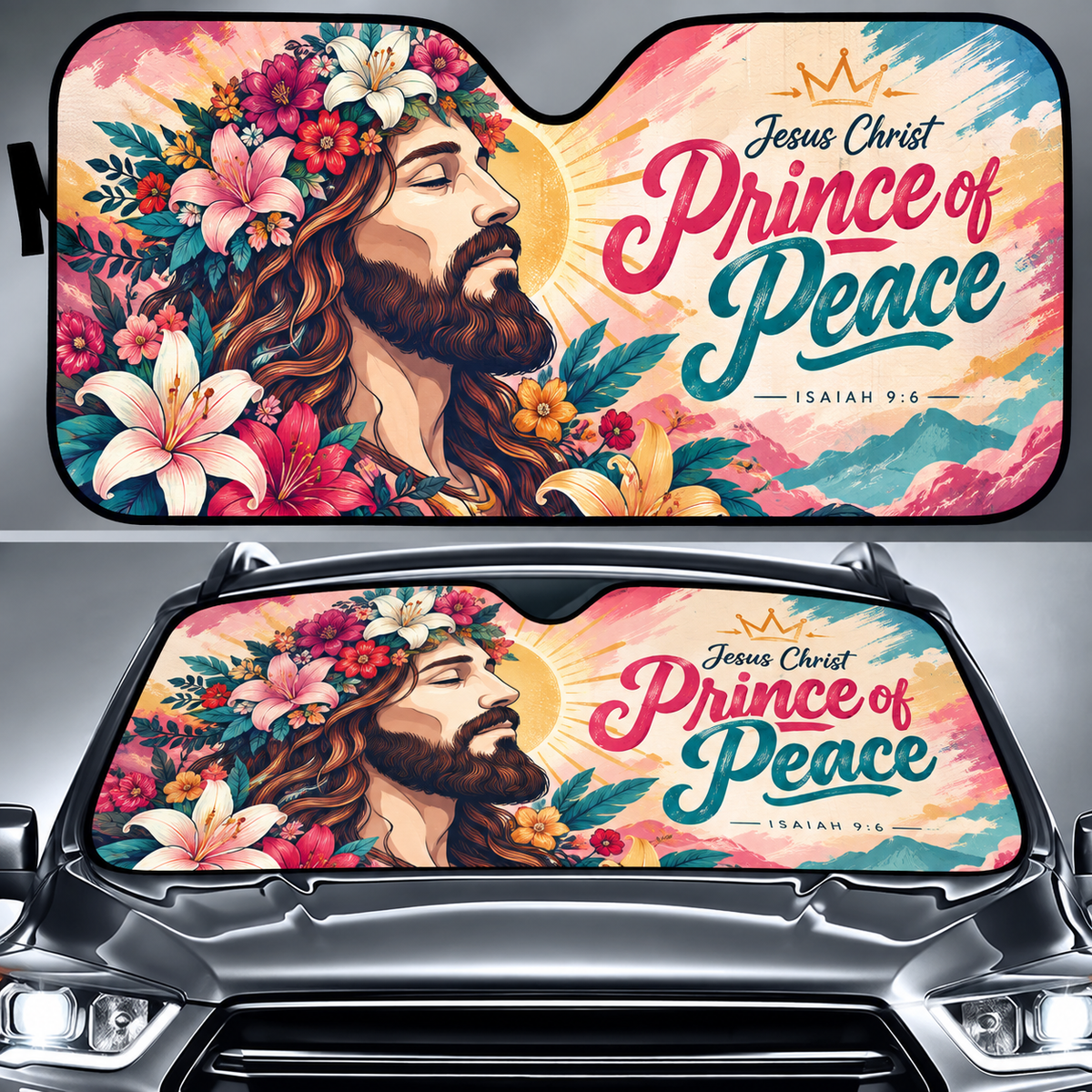 Jesus Christ Prince of Peace Car Sun Shade