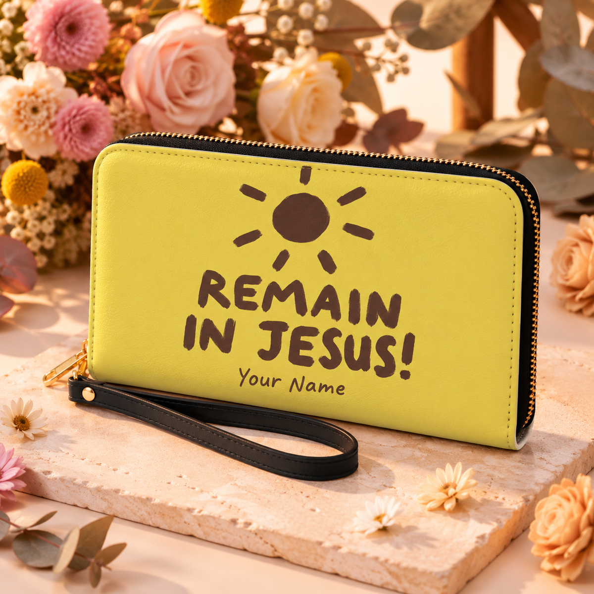 Yellow Sun Personalized PU Leather Long Wallet