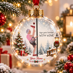 Wine Lady Personalized Christmas Ball Ornament
