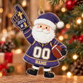 Jesus #1 Purple Football Santa Personalized Sports Ornament