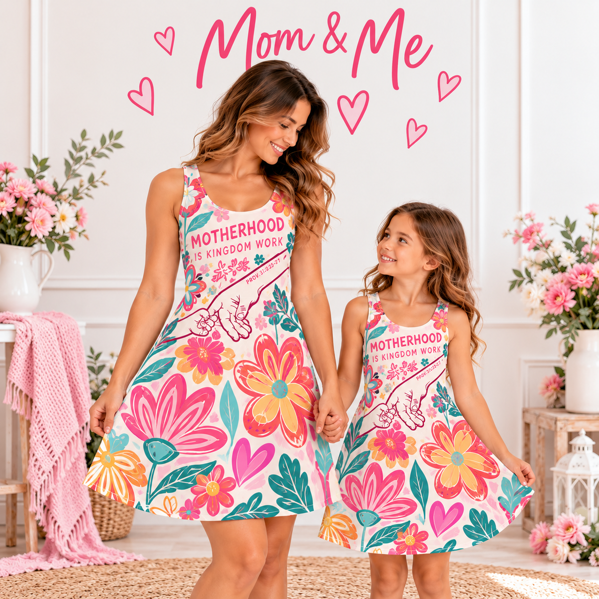 Motherhood Is Kingdom Work Floral Sleeveless Dress