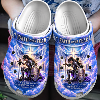 Faith Over Fear Woman Warrior Clogs Shoes
