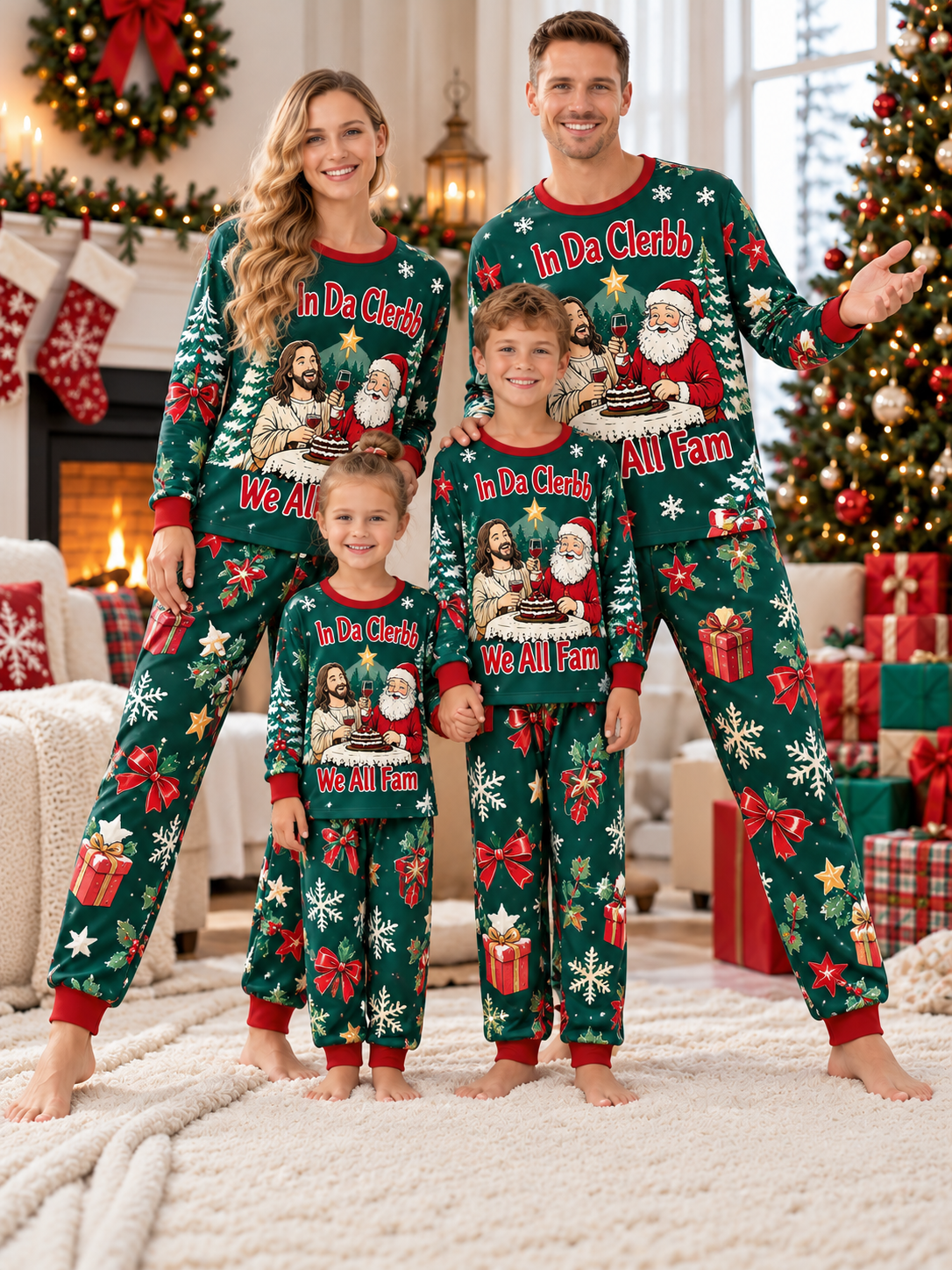 In Da Clerbb We All Fam Family Mixed Cotton Pajamas