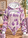 Be Still Purple Butterfly Hooded Jumpsuit