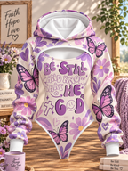 Be Still Purple Butterfly Hooded Jumpsuit