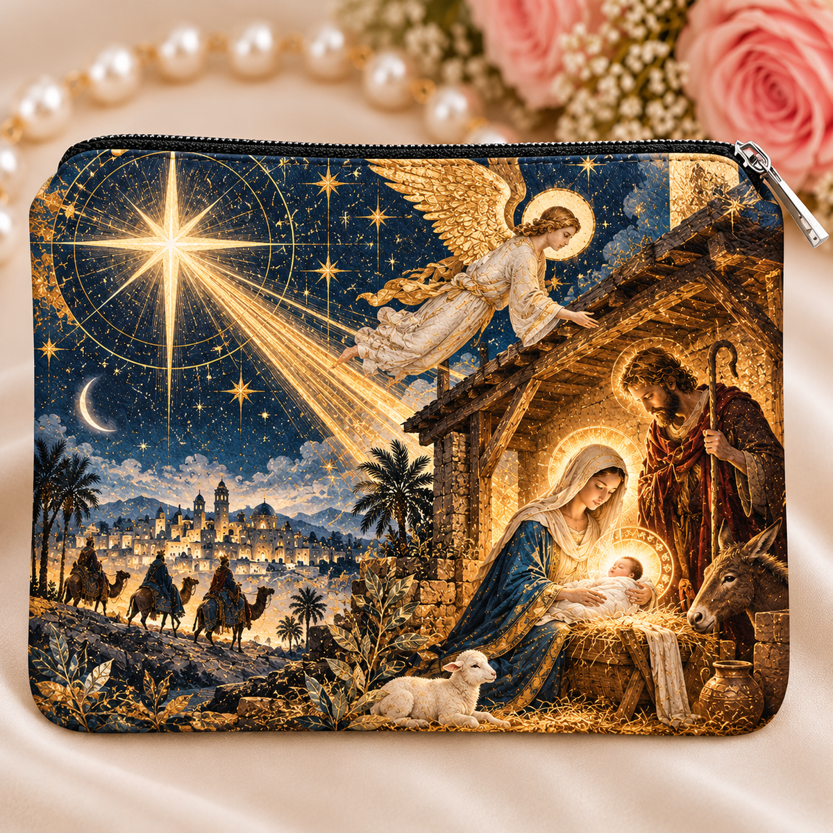 Holy Night Nativity PU Leather Pouch
