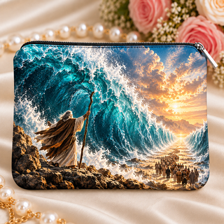 Moses Parting the Red Sea PU Leather Pouch