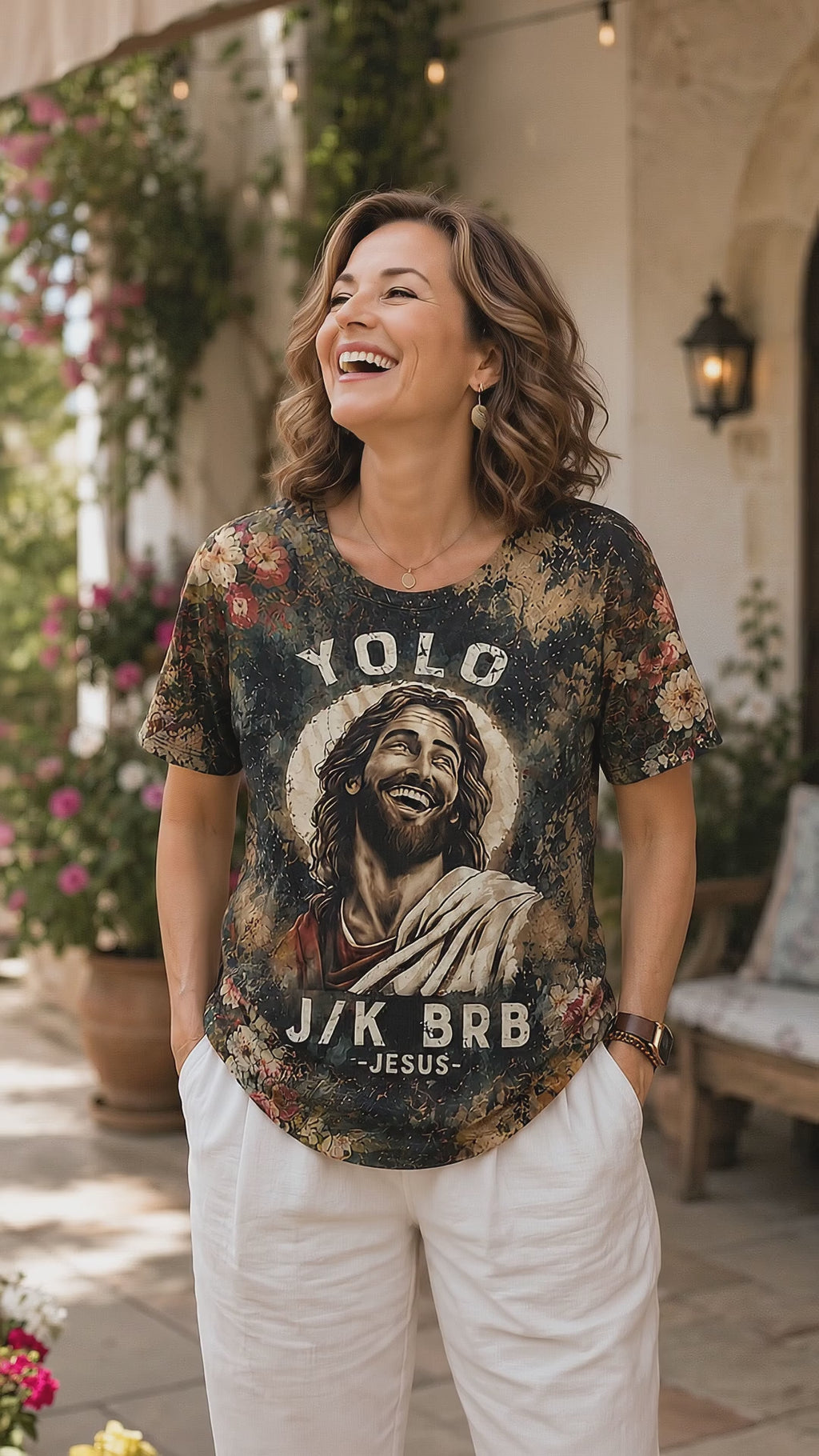 YOLO J/K BRB Jesus Floral All-Over Print Hoodie & Shirt