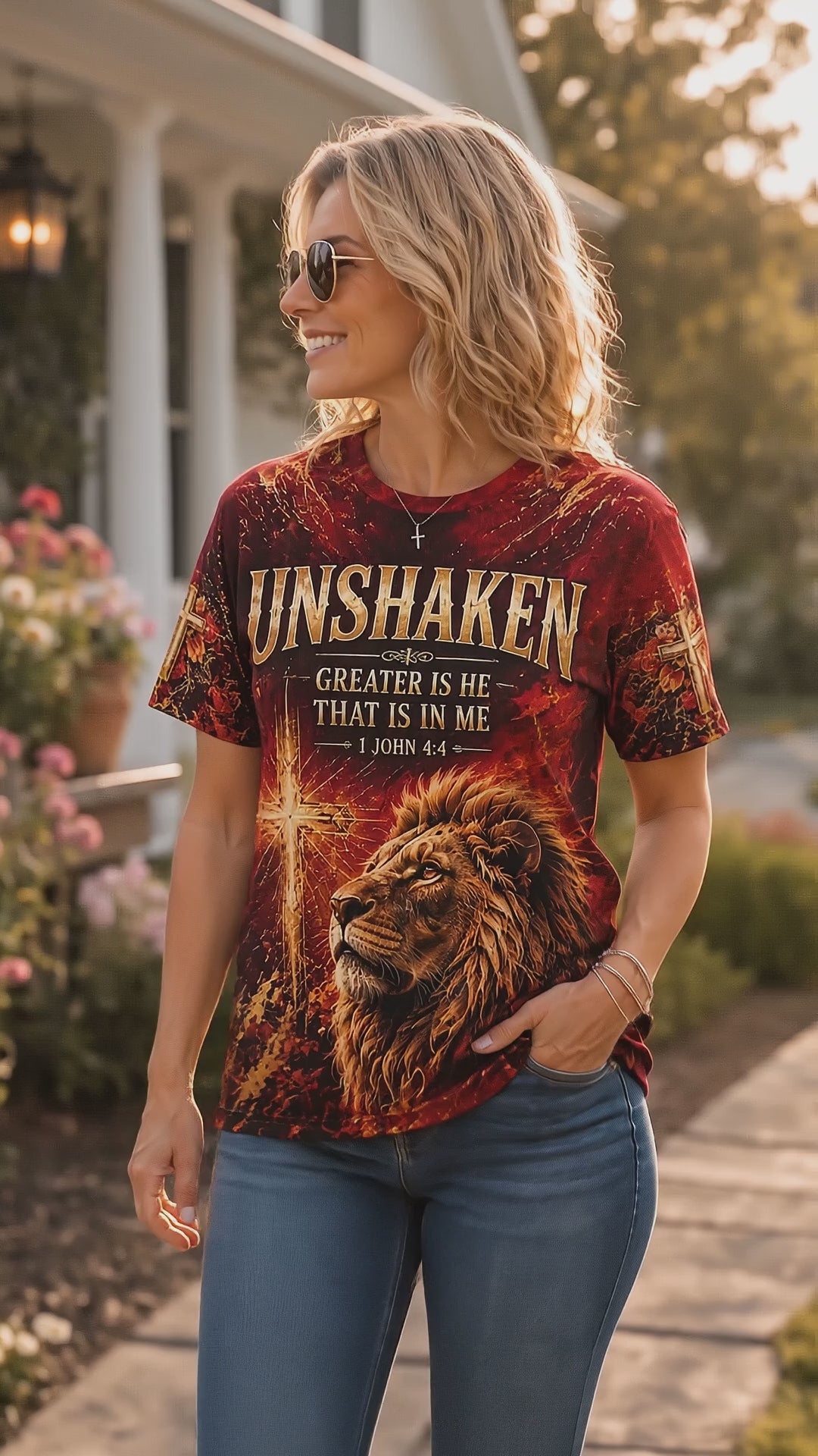 Unshaken – Greater Is He That Is In Me | 1 John 4:4 Women’s Christian All-Over Print Shirt