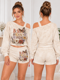 Be Still and Know Monarch Butterfly One-Shoulder Top And Shorts Set