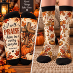 I Will Praise Him in Every Season Mid-Tube Socks