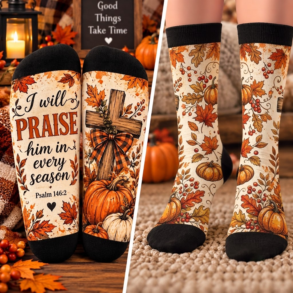 I Will Praise Him in Every Season Mid-Tube Socks