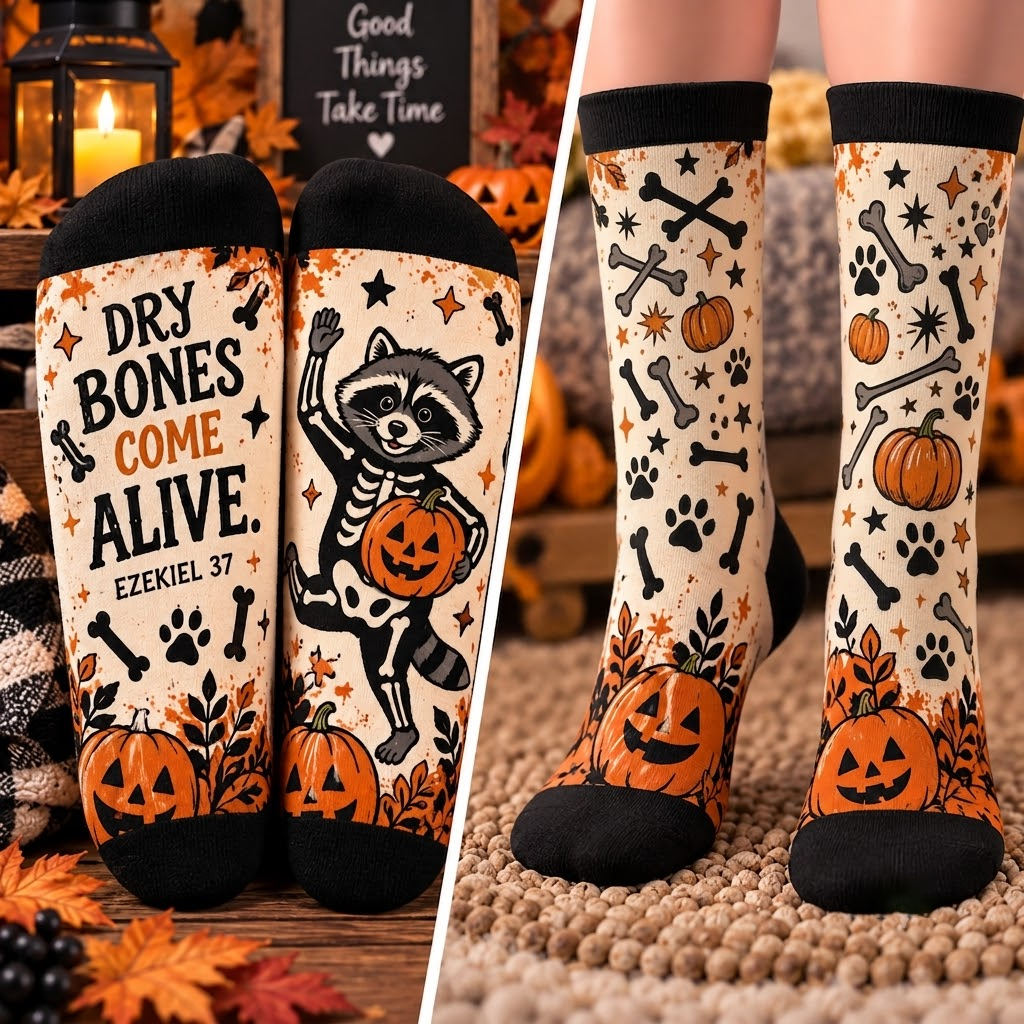 Dry Bones Come Alive Mid-Tube Socks