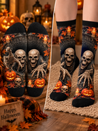 Skeletons And Jack O Lanterns Mid-Tube Socks