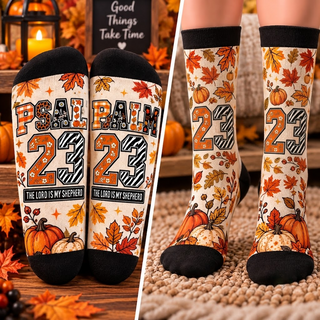 Psalm 23 Pumpkin Mid-Tube Socks