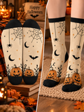 Spiders Bats And Jack O Lanterns Mid-Tube Socks