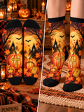 Faith Cross Pumpkins Mid-Tube Socks
