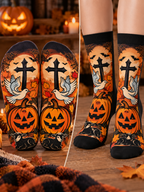 Lamb Dove Cross Pumpkin Mid-Tube Socks