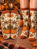 Cross Ribbons Pumpkins Mid-Tube Socks