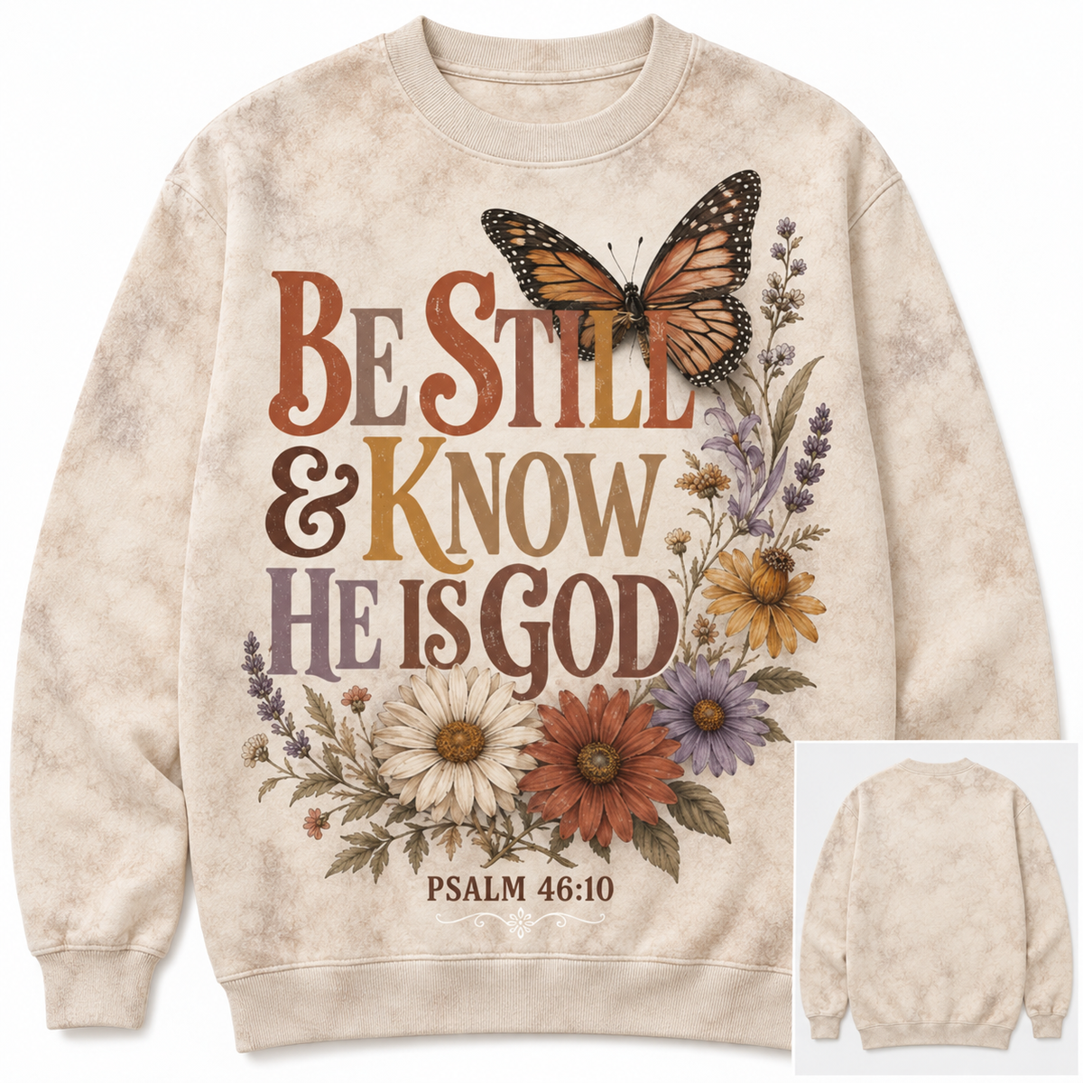 Psalm 46:10 Monarch Butterfly Wildflower All-Over Print Shirt