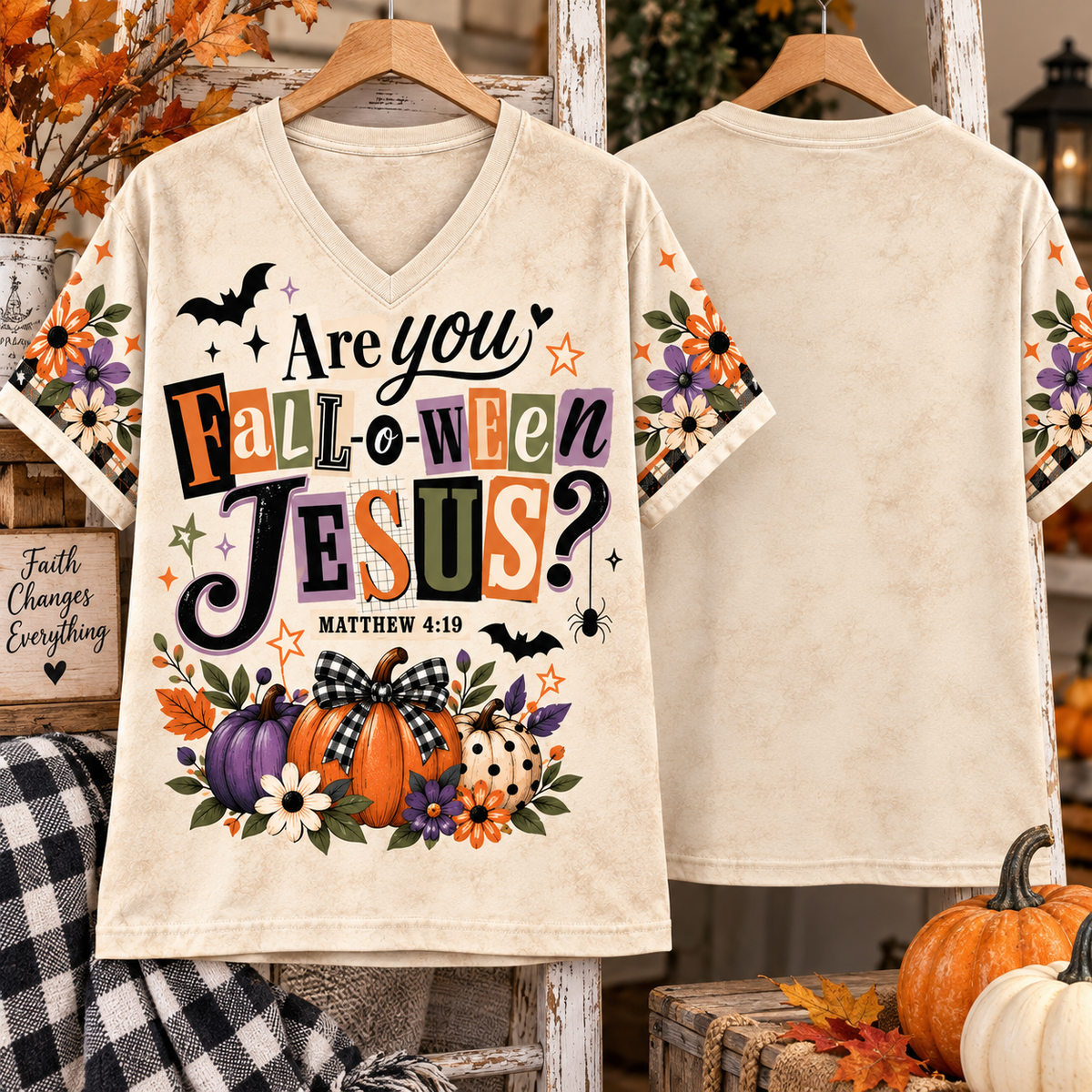 Are You Fall-o-ween Jesus V-Neck Shirt