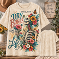 Dry Bones Come to Life Floral Skeleton T-Shirt