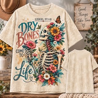 Dry Bones Come to Life Floral Skeleton T-Shirt