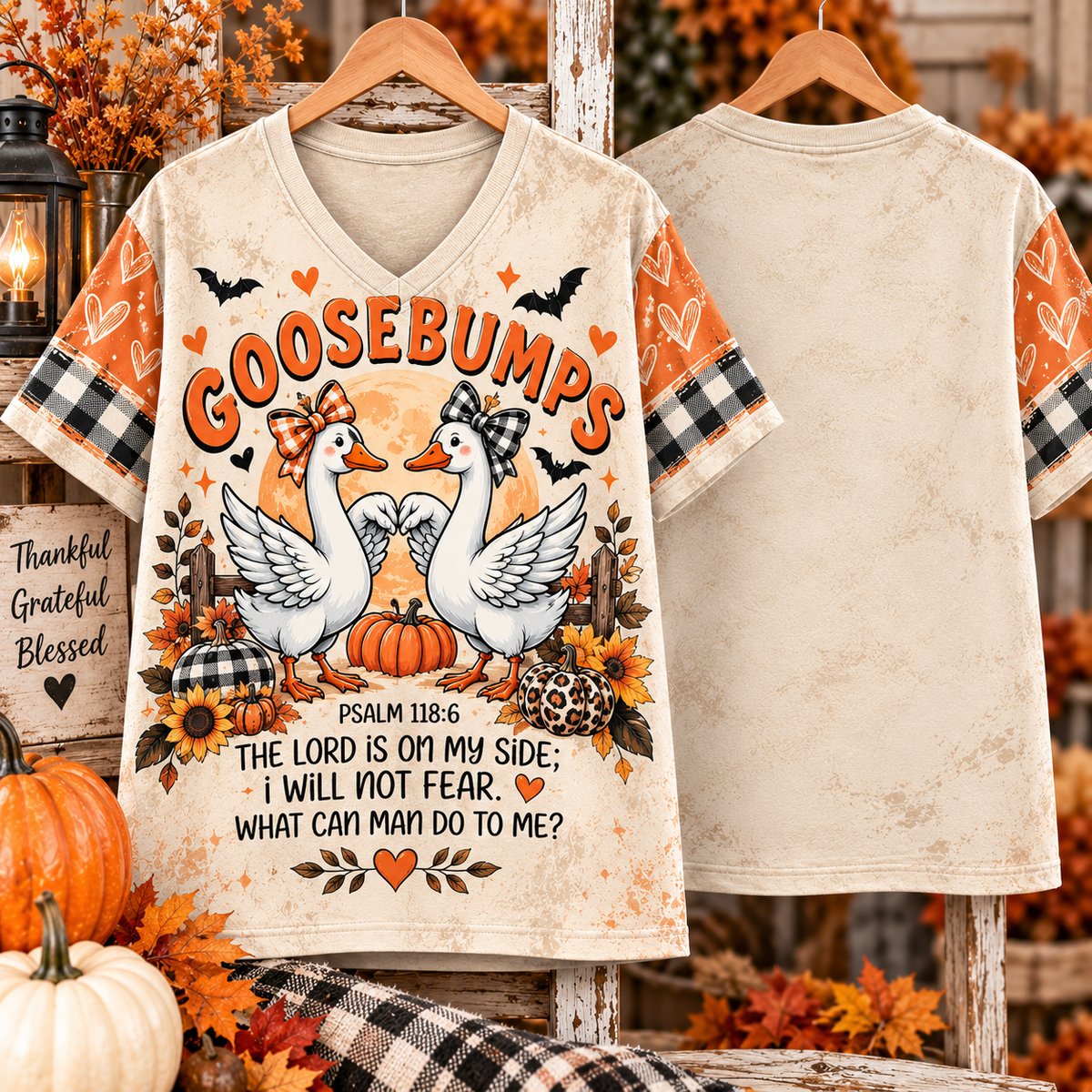 Goosebumps Psalm 118:6 V-Neck Shirt