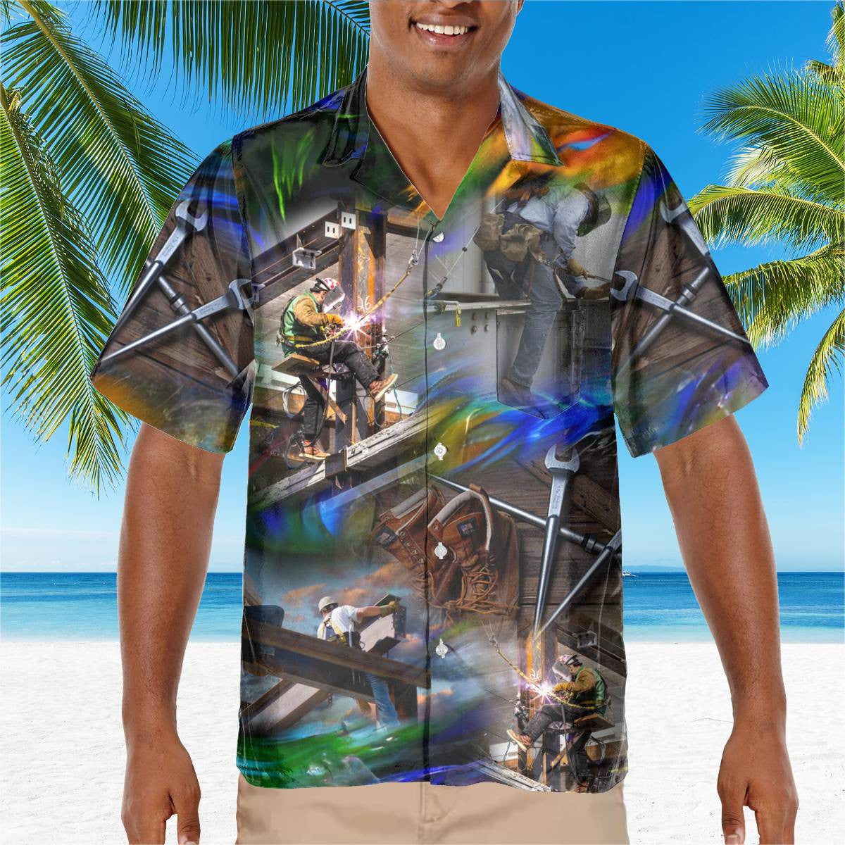 Awesome Ironworker - AOP Pocket Hawaiian Shirt - grunx260804-0278